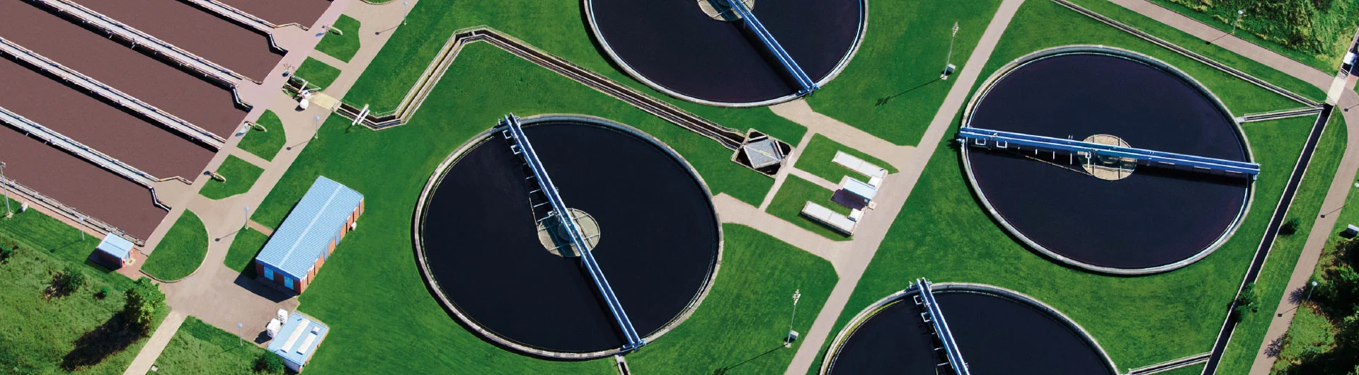 Water basins at a sewage treatment plant